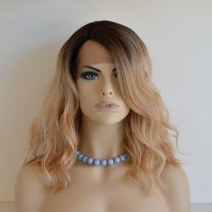 14" Black to Blonde Ombre Lace Wavy Front Wig